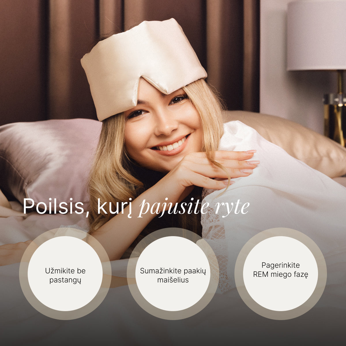 Šilkinio miego rinkinys (Standartinis 51 x 66 cm)